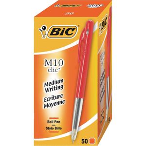 BIC Balpen Clic M10 50 stuks rood (1199190123-50) - Balpennen - Origineel