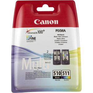 Canon PG-510/CL-511 (Opruiming 2 x 1-pack) zwart en kleur (2970B010) - Inktcartridge - Origineel