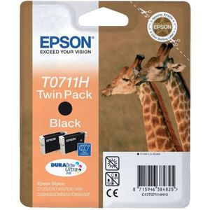 Epson T0711H twin pack (MHD 01-17) zwart (C13T07114H10) - Inktcartridge - Origineel Hoge Capaciteit