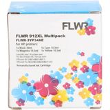 FLWR HP 912XL multipack zwart en kleur (FLWR-3YP34AE) - Inktcartridge - Huismerk (compatible)