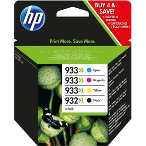 HP 932XL / 933XL Multipack (Opruiming 4 x 1-pack outlet) zwart en kleur (C2P42AE) - Inktcartridge - Origineel Hoge Capaciteit