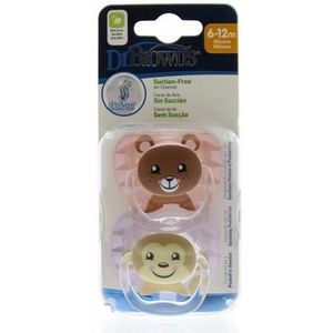 Dr Brown's Fopspeen prevent animal faces F2 roze 2st