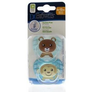 Dr Brown's Fopspeen prevent animal faces F2 blauw 2st