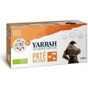 Yarrah Hondenvoer multipack pate kip rund kalkoen bio 6x150g