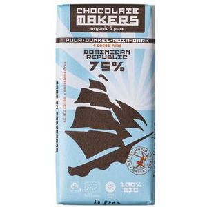 Chocolatemakers Reep tres hombres 75% puur met cacaonibs bio 80g