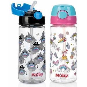 Nuby Beker met zacht rietje drukknop 540ml 4+ jaar 1st