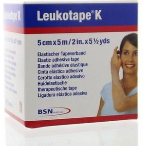 Leukotape K elastische tape 5m x 5cm huidkleur 1st