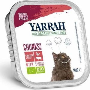 Yarrah Kattenvoer chunks met kip en rund bio 100g