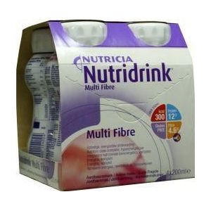 Nutridrink Multi fibre aardbei 200ml 4st