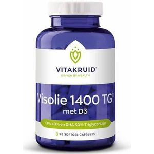 Vitakruid Visolie 1400 + D3 triglyceriden EPA 40% DHA 30% 90sft