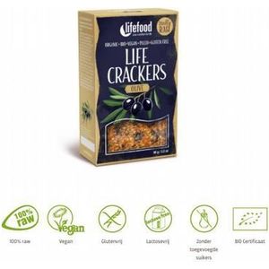 Lifefood Life crackers olijf raw bio 90g