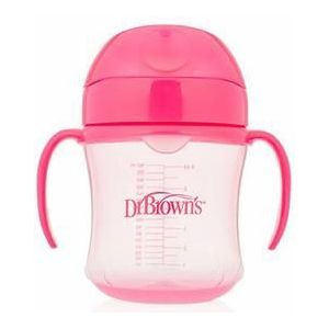 Dr Brown's Drinkbeker roze 180ml zachte tuit 1st
