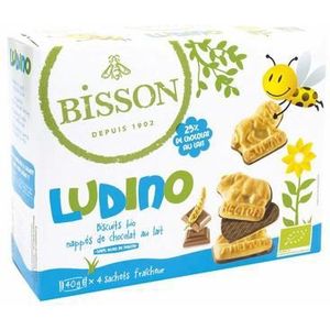 Bisson Ludino koekjes met melkchocolade 4 zakjes bio 160g