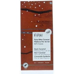 Vivani Chocolade puur 62% caramel fleur de sel bio 80g