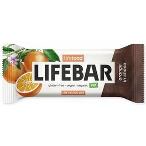 Lifefood Lifebar inchoco sinaasappel bio raw 40g
