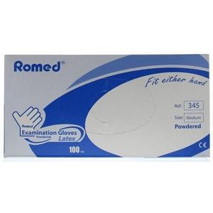 Romed Latex handschoen niet steriel gepoederd M 100st