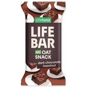 Lifefood Lifebar oatsnack pure chocolade hazelnoot bio 40g