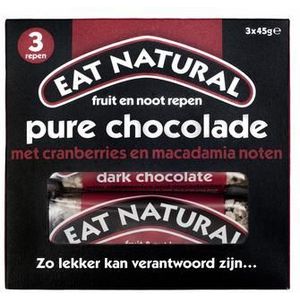 Eat Natural Pure chocolade cranberry macadamia 45 gram 3x45g