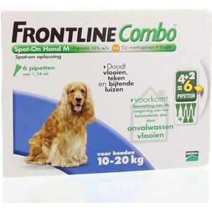 Frontline Combo hond M 10-20kg bestrijding vlo en teek 6st