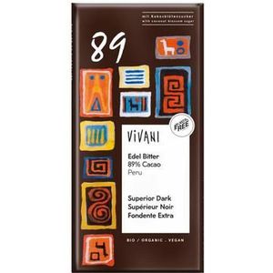 Vivani Chocolade puur superieur 89% Peru bio 80g