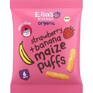 Ella's Kitchen Maize puffs aardbei/banaan 6+ maanden bio 20g