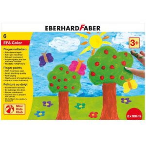 Vingerverf Eberhard Faber 6x100ml geel/rood/blauw/groen/wit/zwart