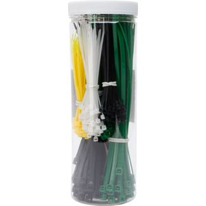 Kopp kabelbinderset 300 stuks zwart/wit/groen