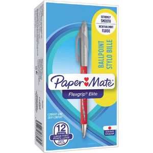 12x Paper Mate Flexgrip Elite balpen rood breed