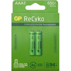 GP ReCyko AAA batterijen 650 mAh (2)