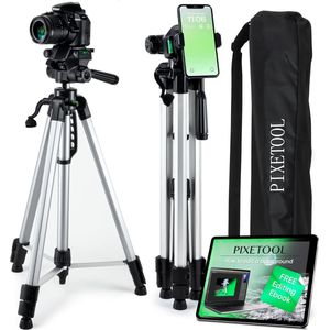 Camera statief 170cm met smartphone houder Pixetool grijs