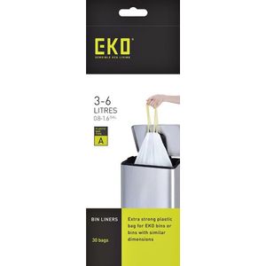 Afvalzak EKO type A 3-6 liter met trekband wit 30 stuks
