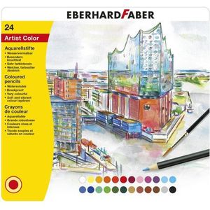 24 Aquarelpotloden Eberhard Faber in bliketui