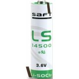 Saft LS14500 lithium AA batterij met Z-tags (3,6V)