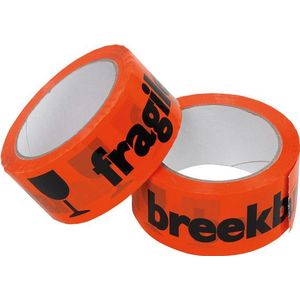 Breekbaar / fragile tape 48mm x 66m oranje (1 rol)