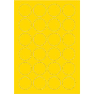 Gele A4 etiketten 40 mm rond (100 vel)