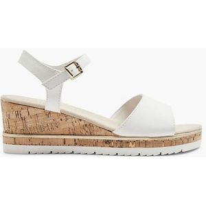 Graceland, Witte Sandalette Sleehak, Dames, White, Maat 38, Vanharen