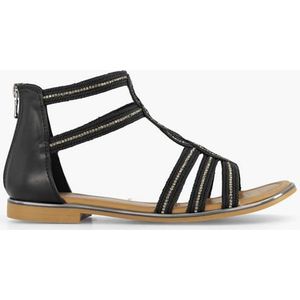 Graceland, Zwarte Sandaal Steentjes, Dames, Black, Maat 39, Vanharen