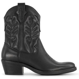 5th Avenue, Zwarte Leren Cowboy Laars, Dames, Black, Maat 39, Vanharen