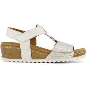Medicus, Zilveren Leren Comfort Sandalette Sleehak, Dames, Silver, Maat 41, Vanharen
