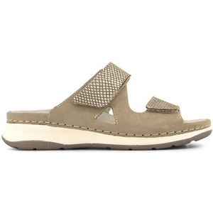 Medicus - Taupe - Leren Comfort Slipper - Klittenband