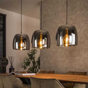 Hanglamp 3L drift glass / Smoke grey glas