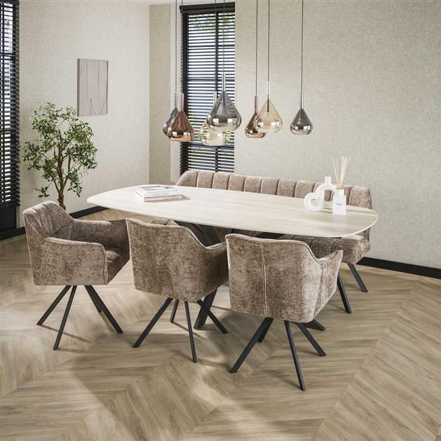 Eetkamertafel 215 deens ovaal Romano / Travertine 3D ceramics