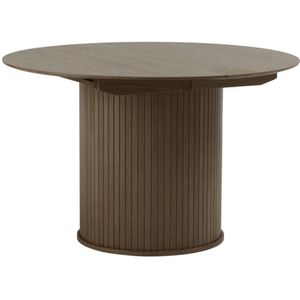 Giga Living - Eettafel Rond Donkerbruin - Uitschuifbaar - Smoked Eiken