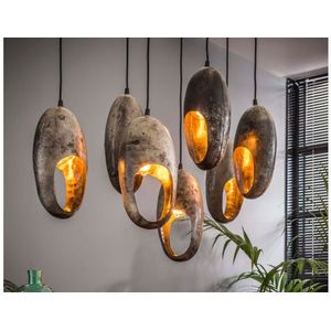 Hanglamp 7x open oog dubbel / Oud zilver