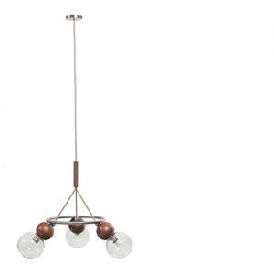 Babble Hanglamp 3 Bollen Glas Walnoot