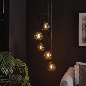 Hanglamp 5L getrapt bubbles bicolore / Artic zwart