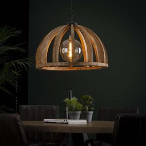 Hanglamp 60 gebogen houten spijlen / Massief mango naturel / Massief mango naturel