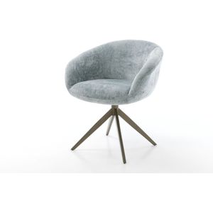 Drehstuhl Vinka-Flex mit Armlehnen Chenille Pastellblau Kreuzgestell breit Effektfinish Titan 360° drehbar Taschenfederkern