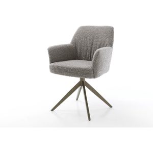 Drehstuhl Xana-Flex mit Armlehnen Bouclé Silbergrau Kreuzgestell breit Effektfinish Titan 360° drehbar Taschenfederkern