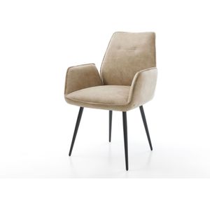 Esszimmerstuhl Zoa-Flex Mikrofaser Beige Vintage 4-Fuß konisch Schwarz Taschenfederkern